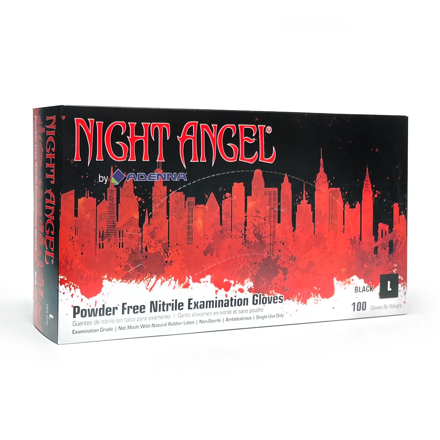 NIGHT ANGEL BLACK DISPOSABLE NITRILE GLOVES - BOX OF 100