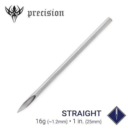 PRECISION 16G STERILIZED 1" BODY PIERCING NEEDLES - BOX OF 100