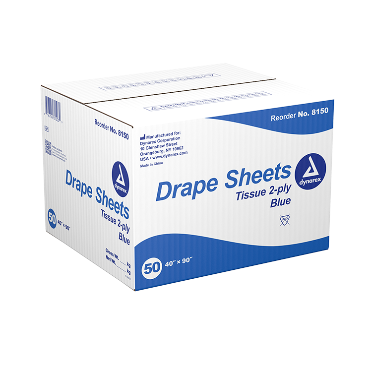 DRAPE SHEET - 40 X 90 - 2 PLY - BLUE - 50 COUNT - DYNAREX