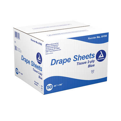 DRAPE SHEET - 40 X 90 - 2 PLY - BLUE - 50 COUNT - DYNAREX