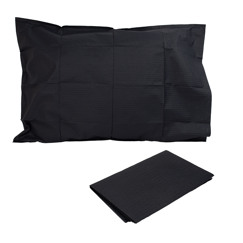 DYNAREX Disposable Pillow Case — Black Tissue/Poly — 100/cs
