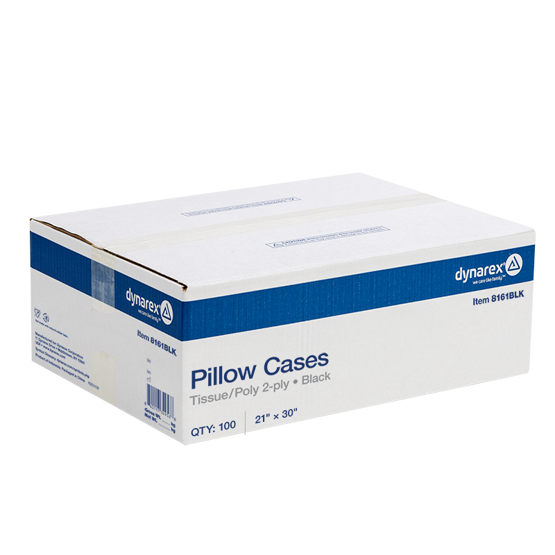 DYNAREX Disposable Pillow Case — Black Tissue/Poly — 100/cs