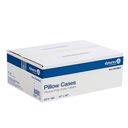 DYNAREX Disposable Pillow Case — Black Tissue/Poly — 100/cs