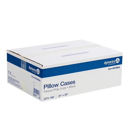 DYNAREX Disposable Pillow Case — Black Tissue/Poly — 100/cs
