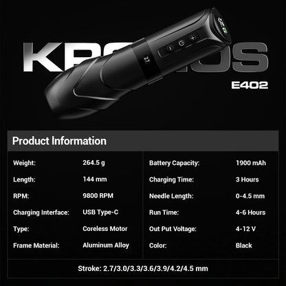 CNC KRONOS TATTOO MACHINE BUNDLE (CNC KRONOS ADJUSTABLE STROKE TATTOO MACHINE + 2 BOXES OF CNC CARTRIDGES)