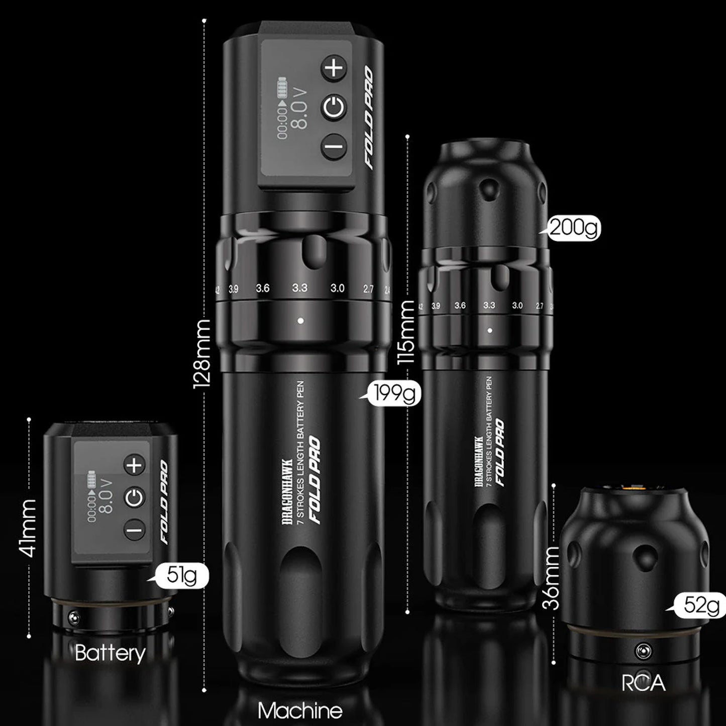 Dragonhawk Fold Pro Wireless Tattoo Pen Machine