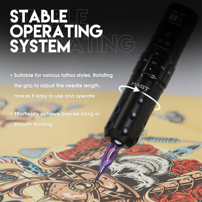 Dragonhawk Mast Fold2 Pro Wireless Tattoo Pen Machine with Dual Replaceable Batteries