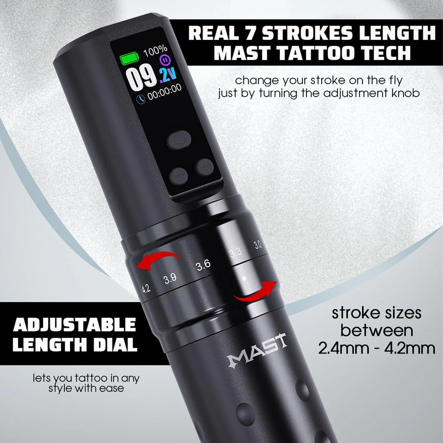 Dragonhawk Mast Fold2 Pro Wireless Tattoo Pen Machine with Dual Replaceable Batteries