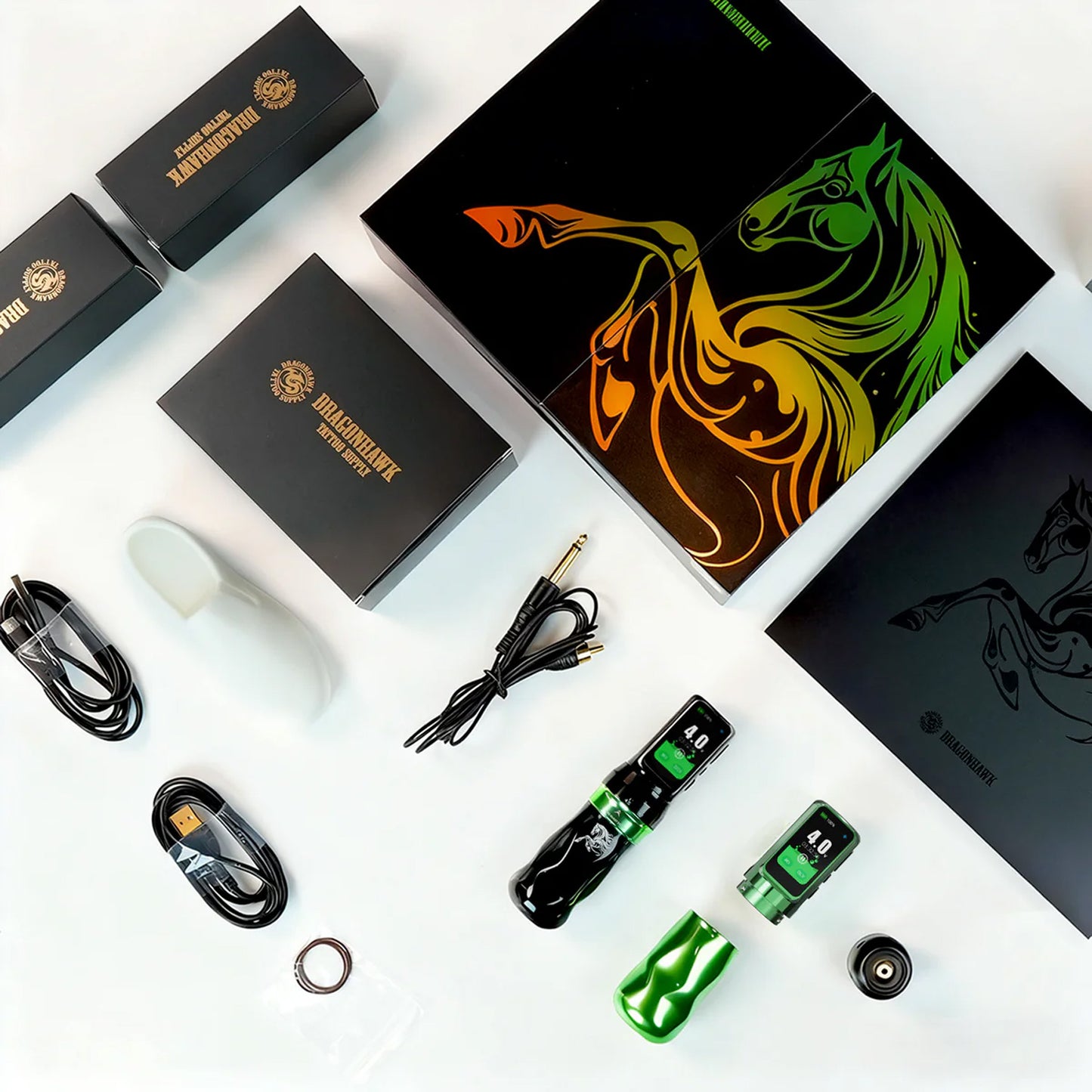 Dragonhawk Mast Fold Pro Year of the Horse Edition Wireless Tattoo Pen Machine
