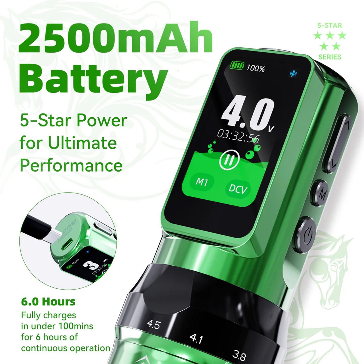 Dragonhawk Mast Fold Pro Year of the Horse Edition Wireless Tattoo Pen Machine