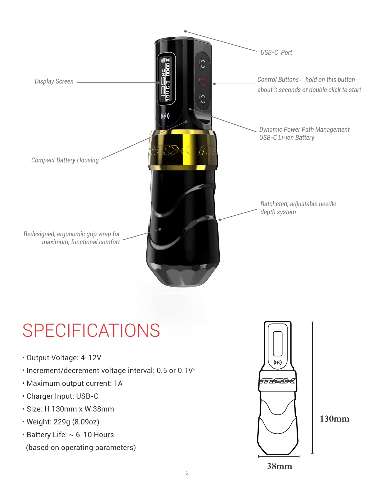 WIRELESS ROTARY TATTOO PEN MACHINE FK IRONS FLUX MAX (REPLICA MACHINE)- PICK COLOR