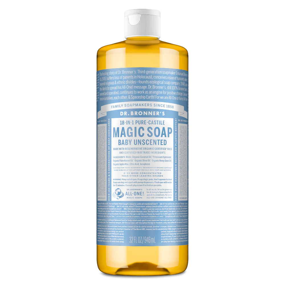 Dr. Bronner's Magic Soaps Unscented Baby-Mild Pure-Castile Soap
