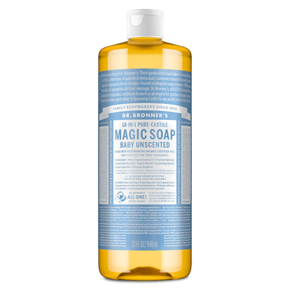Dr. Bronner's Magic Soaps Unscented Baby-Mild Pure-Castile Soap