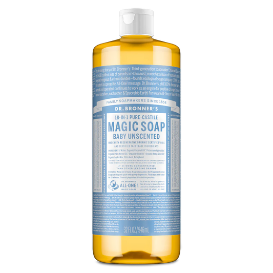 Dr. Bronner's Magic Soaps Unscented Baby-Mild Pure-Castile Soap