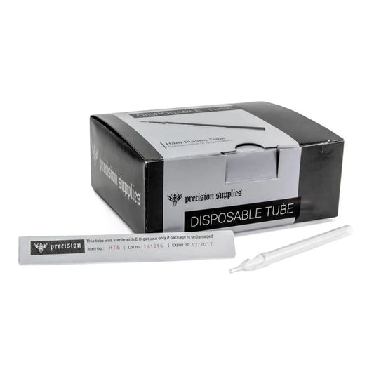 PRECISION DISPOSABLE STERILIZED TATTOO TUBE ONLY (NO GRIP) BOX OF 50 TUBES - PICK CONFIGURATION